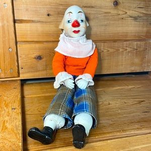 22 Inch Vintage Porcelain Clown Doll